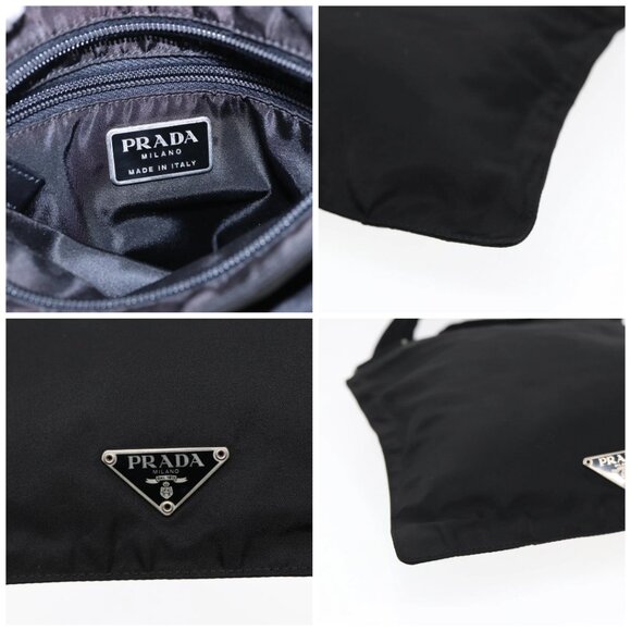 PRADA Shoulder Bag Nylon Black Silver - Picture 13 of 16